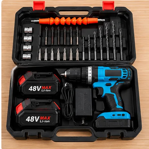 Taladro 48V Inalámbrico con Doble Batería