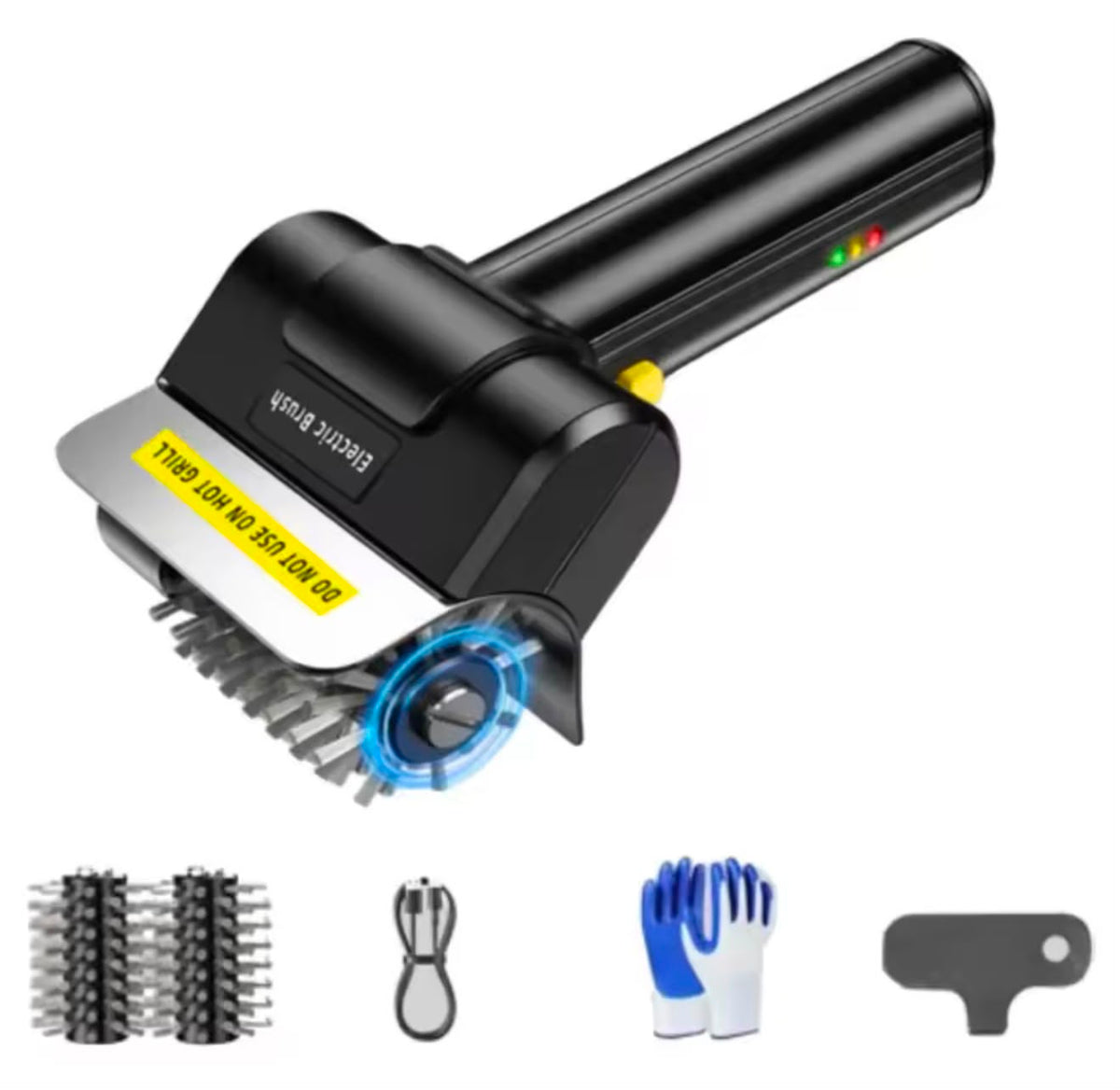 Pack Cepillo Eléctrico Limpia Parrillas con Guantes