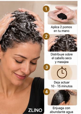 Aplicación del shampoo pinta canas paso a paso